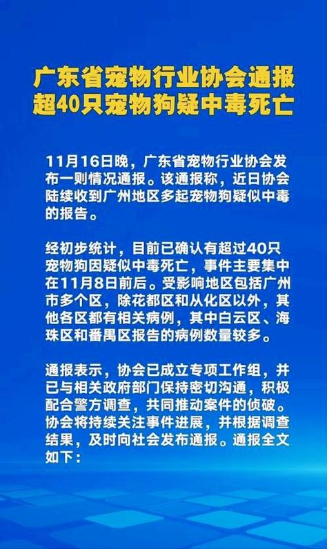 广州发生多起宠物中毒事件 省宠物行业协会官方通报
